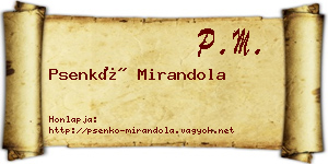 Psenkó Mirandola névjegykártya