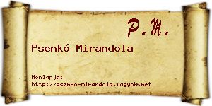 Psenkó Mirandola névjegykártya